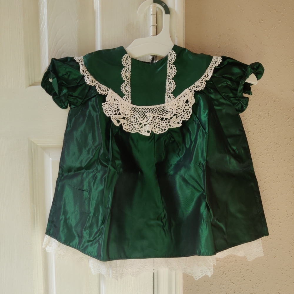 Vintage Gunne Sax Jessica McClintock Green Dress Lace 18 Month Baby Girl NWOT
